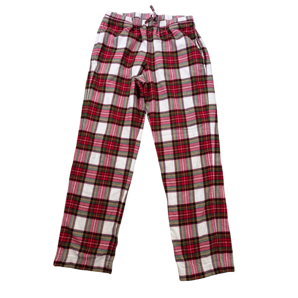 Hanna Andersson Red White Plaid Flannel Pajama Pants XS Women Drawstring Pockets